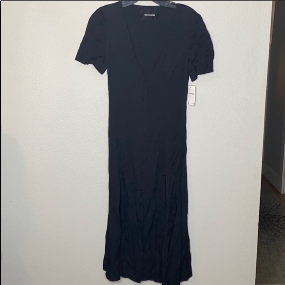 NEW REFORMATION Locklin Black dress size 2 Classic Dress - Picture 7 of 10